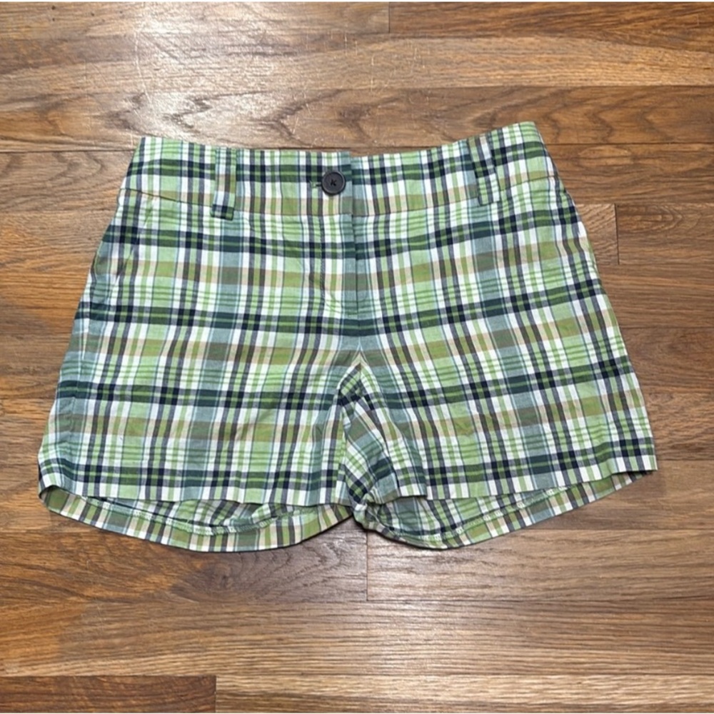 J CREW city fit green plaid shorts